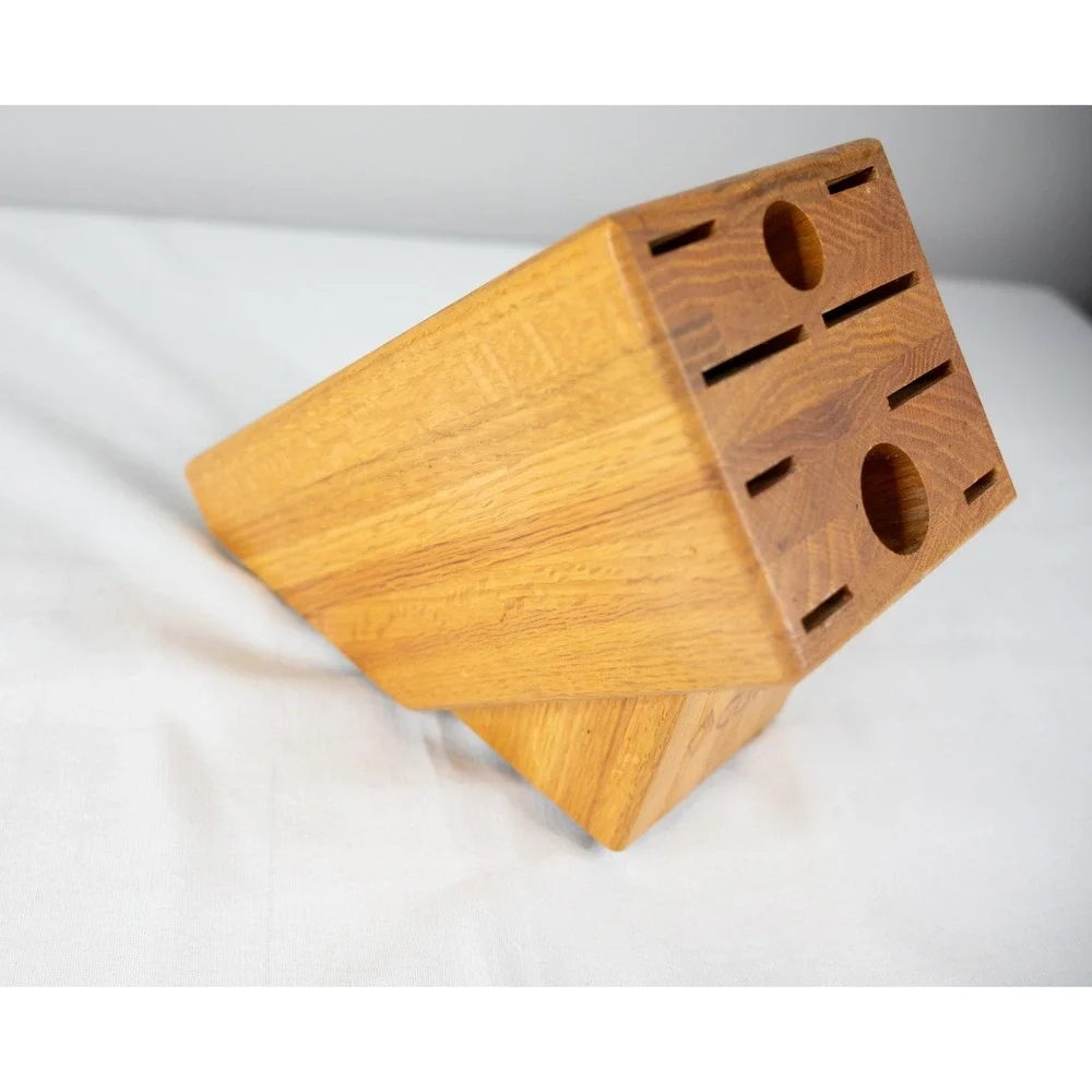 Cutco Knife Block Kitchen Storage Homemaker 10 Slot Made in USA honey oak wood